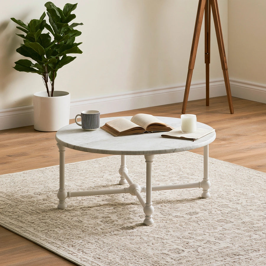 Moderner Couchtisch, in Marmoroptik, verstellbar, Farbe: wei?