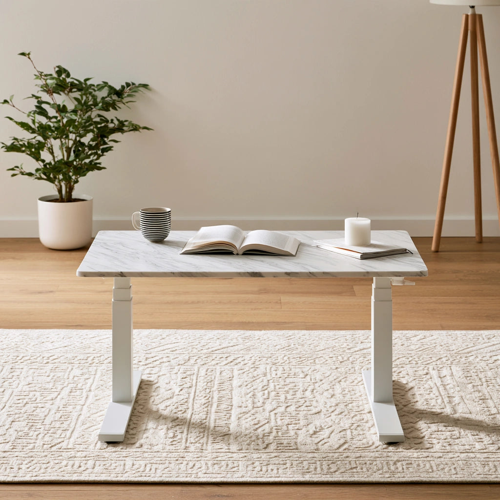 Moderner Couchtisch, in Marmoroptik, verstellbar, Farbe: wei?