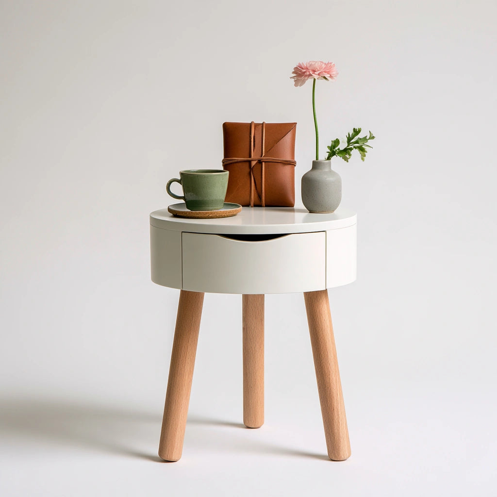 Nachttisch, aus Holz, Farbe: wei? und hellbraun