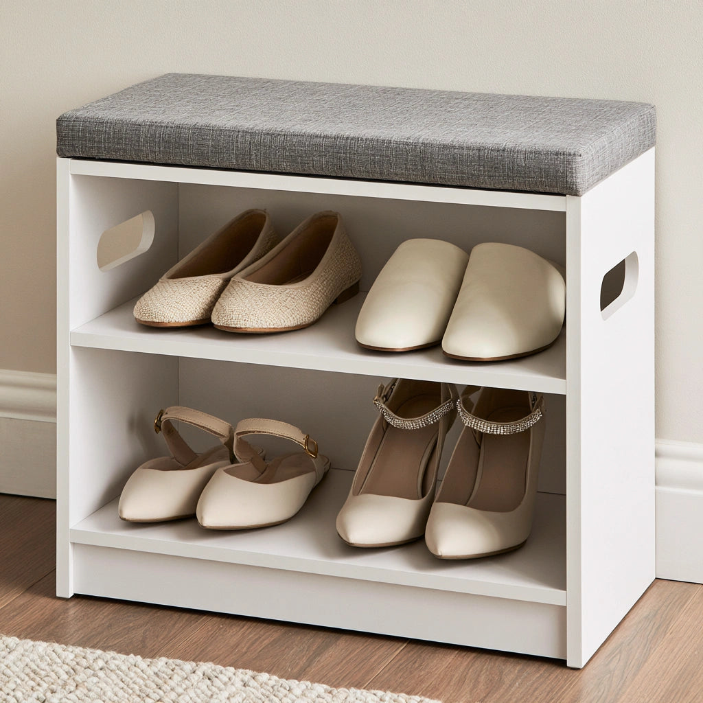 Schuhschrank, mit klarer Formgebung, Farbe: grau und wei?