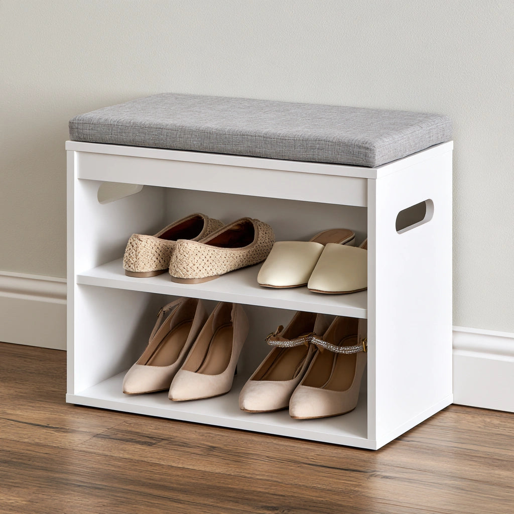 Schuhschrank, mit klarer Formgebung, Farbe: grau und wei?